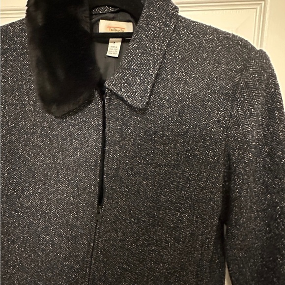 Talbots Black and Gray Blazer with Plush Collar - Picture 3 of 4
